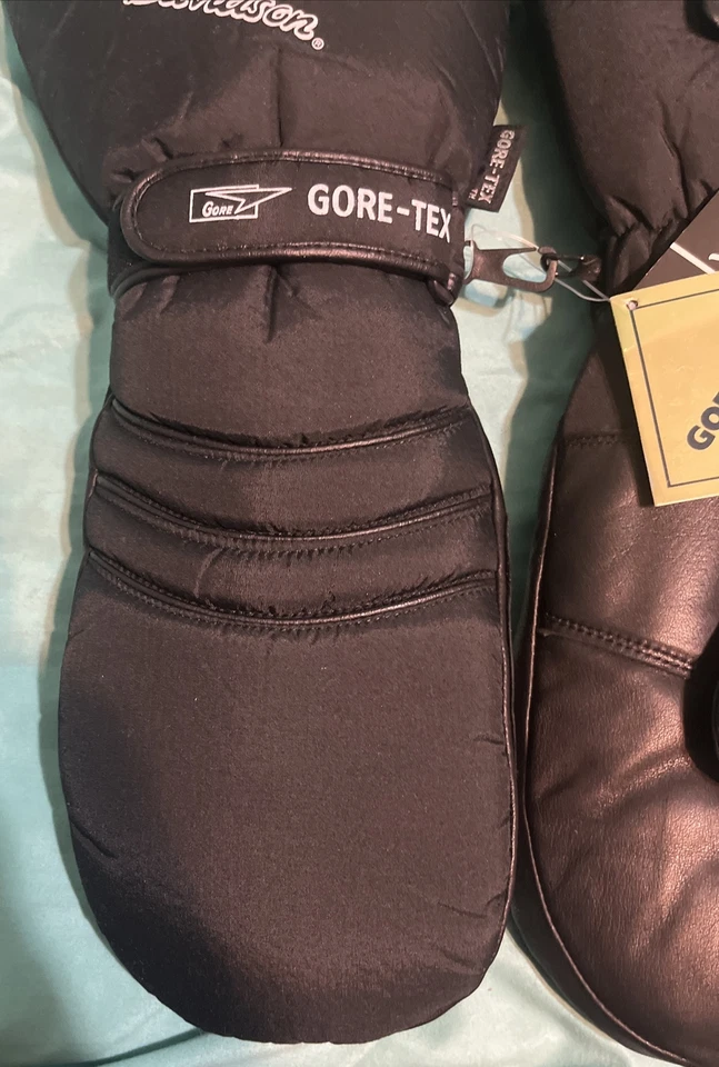 1-De colección Harley Davidson Goretex Mitón Talla Pequeña Cuero Negro/Nailon Nuevo Con Etiquetas Raro Foto 4 de 4