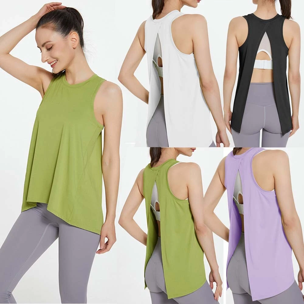 Women's Workout Tank Tops Cool-Dry Sleeveless Loose Fit Yoga Shirt Athletic  Tops