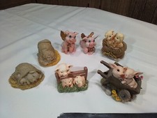 Pig Figurines Resin - Lot of 7