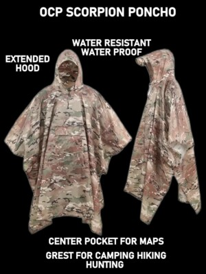 #ad NEW WATERPROOF OCP SCORPION MILITARY PONCHO WET WEATHER SHELTER HALF $31.49