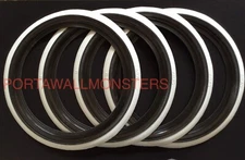ATLAS Brand 4 New Fakewalls 14" Add-On Black White Wall Tire insert Trim set
