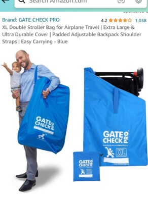 XL Double Stroller Travel Carry Bag For Airplane Travel