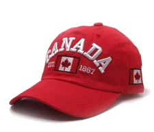 CANADA Red Baseball Cap, ADJUSTABLE Buckle Hat, Men, Women, Canadian, COTTON
