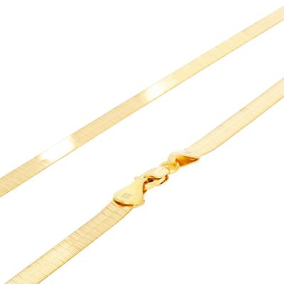 10K Yellow Gold Solid 3mm-9mm Flat Herringbone Chain Necklace Women Men 16''- 24''