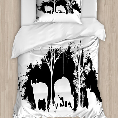 Büffel Bettwäsche Set Bison Artsy Wald Zeichnung