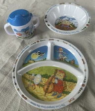 Zak Designs Set Of Mother Goose Plate Bowl and Sippy Cup Nursery Dining Baby