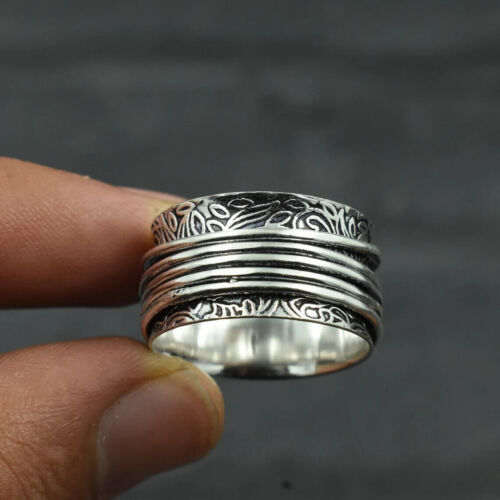 Spange Ring Handgefertigt Ehering Massiv 925 Sterlingsilber Blätter Designr - Bild 1 von 11