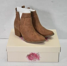 Not Rated Women's Shaina Camel Tan Laser-cut Western Bootie Boot Size 9 M US