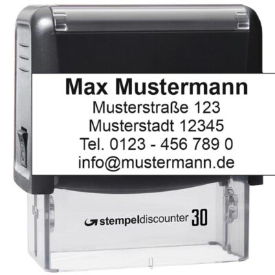 STEMPELdiscounter 30 Adressstempel mit Wunschtext 47x18 mm 4-5 Zeilen Vorlage 3