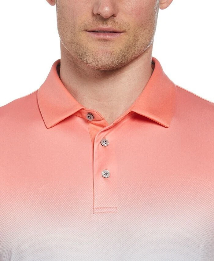 Pga Tour Men's Stretch Performance Ombre Golf Polo Shirt | Pink | S