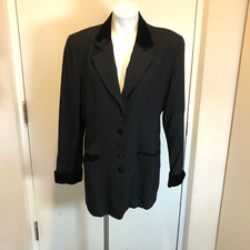 Hugo Buscati Vintage Women's Jacket Blazer Black Velvet trim  Classy