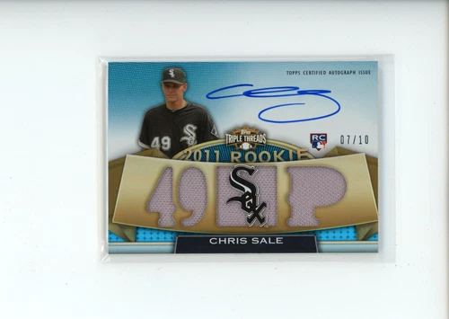 2011 Topps Triple Threads Chris Sale #112 Rookie RC Jersey Relic Auto 7/10 READ