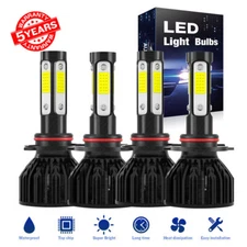 9006 9005 10000K LED Headlight KIT Combo Bulbs High Low Beam Super Bright White