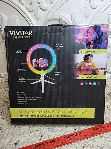 Vivitar 12" Full Color 3D Ring Light with Tripod and Adjustable Ball Head, Black - Picture 2 of 2