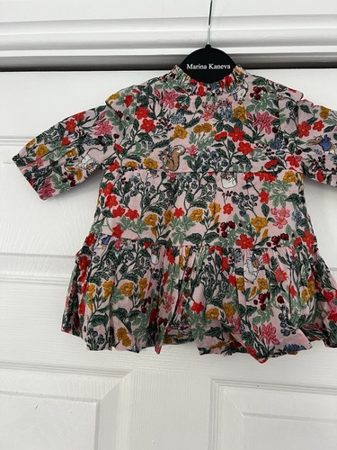 EX JOULES Peter Rabbit Flopsy Woven Dress Age Newborn - 10lbs Pink Floral PP91 - Picture 2 of 15