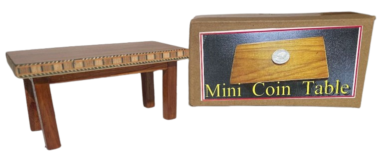 Deluxe MINI COIN TABLE Wood Magic Trick Close Up Quarters Penetration ...