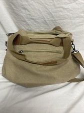 Canvas Shoulder Purse Bag Tan With Brown Accents