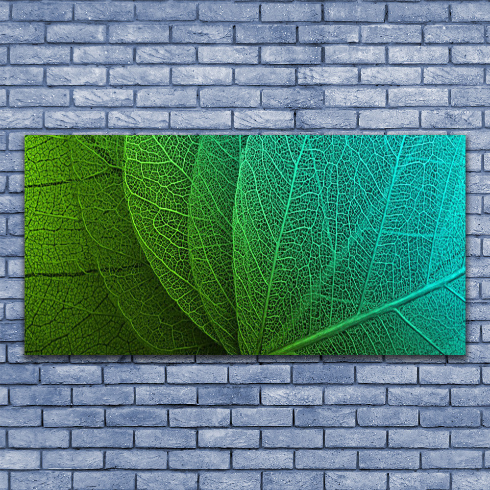Feuilles abstraites tableau 140x70 en verre pour illuminer un mur sombre et vide