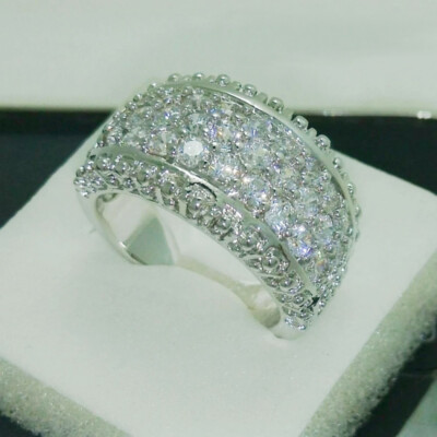 Women 925 Silver Rings Wedding Gift Gorgeous Cubic Zircon Jewelry Sz 6-10