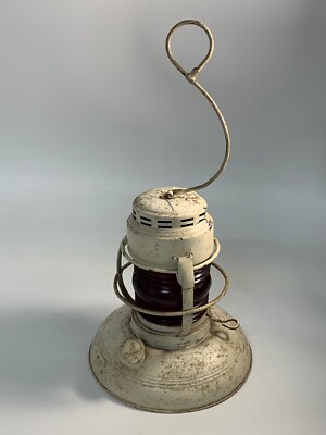 Antique Vintage EMBURY Mfg. No. 40 Traffic Gard Red Globe Lantern