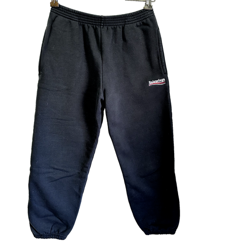BALENCIAGA Unisex Kids Campaign Logo Joggers Sweatpants Black Size Age 10 Italy