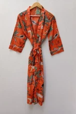 Cotton Kimono Robe Dressing Gown, Block Print Bridesmaid Robe, Summer Nightwear