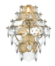 Crystal Wall Sconce Light Fixture Satin Gold Bathroom Vanity or Dining Room 18"