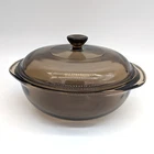 PYREX Smoke Glass 1.5L Baking Casserole Dish w/Matching Lid #024 #023 Vtg
