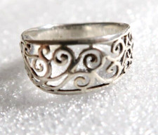 VINTAGE SOUTHWEST STERLING SILVER FILIGREE BAND RING SIZE 7.75