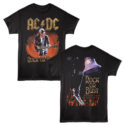 ACDC Rock Or Bust World Tour 2015-16 Flames Double Sided Men's T Shirt