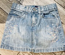 GAP GIRLS JEAN SKIRT 5 FLORAL EMBORDERY