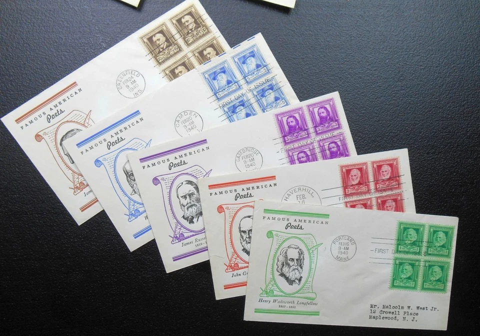 1940 Famous Americans, matched Sc 859-893-7 with Linprint cachets set of 35 FDCs - Image 2 of 4