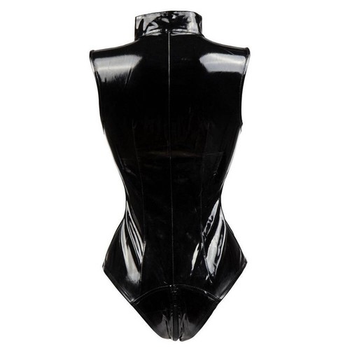 Women's Latex Leather Zipper Bodysuit Shiny Wet Look Catsuit Jumpsuits Clubwear - Picture 6 of 16