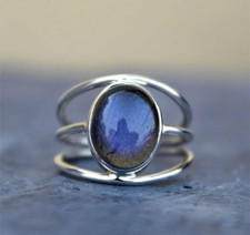 Fire Labradorite Gemstone Ring 925 Sterling Silver Everyday Ring Minimal Ring