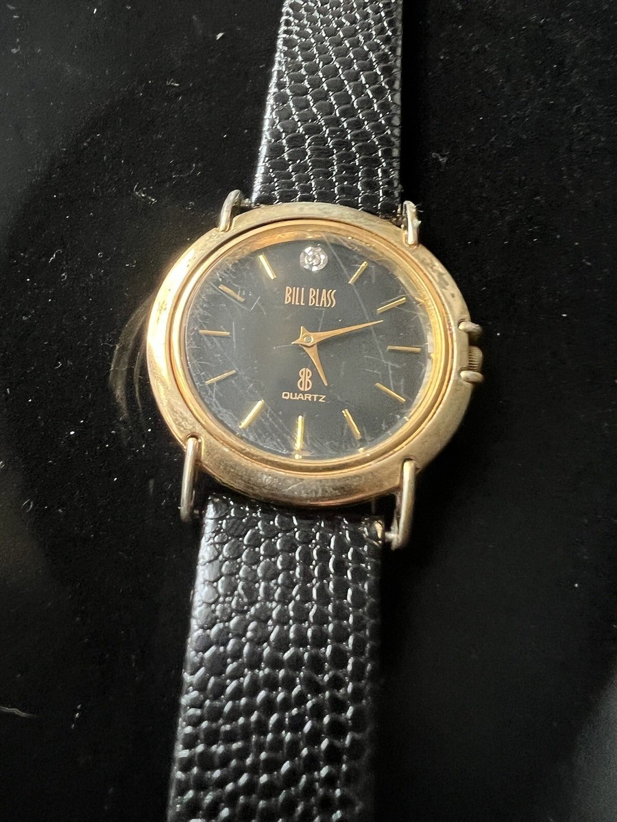 Vintage Bill Blass Gold Toned Stainless Steel Watch w/Black  display picture 2