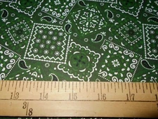 1 yard  Hunter Green Bandana Fabric