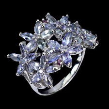 925 Sterling Silver Ring Marquise Tanzanite Natural Gemstone Jewelry Size 9