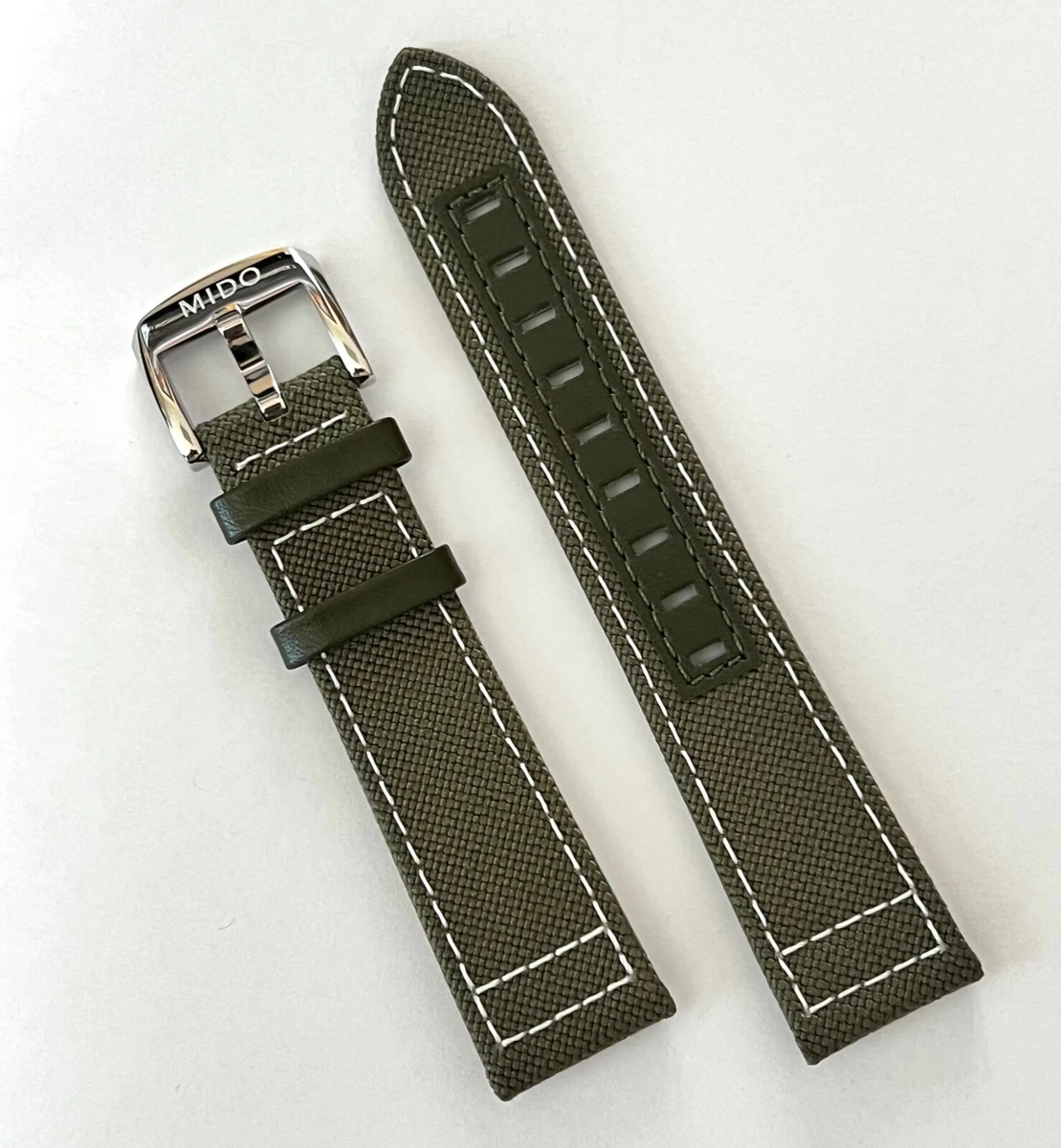 Original MIDO Ocean Star 21mm M026830A GREEN Canvas Watch Band Strap