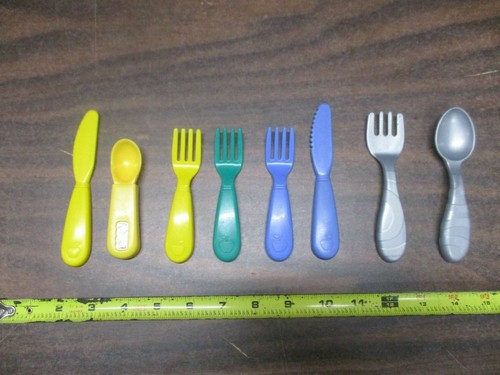 Fisher Price Fun Food Pick One Part Apple Silverware Dishes Fork Knife Spoon Toy