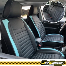 For Most Cars Car Seat Cover Leather Full Set 02 Style Black & Blue Striped
