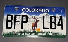 2015 Colorado Rocky Mountain National Park License Plate # BFP L 84