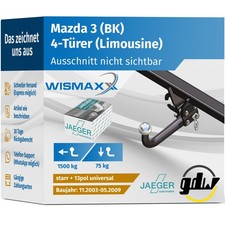 ANHÄNGERKUPPLUNG für Mazda 3 (BK) 4Türer 03-09 starr GDW +13pol E-Satz ABE