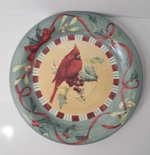 Vintage Cardinal Dinner Plate 10.5"D Lenox Winter Greetings Stoneware Indonesia 