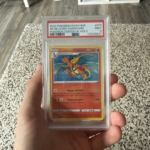 Pokemon 2022 SWSH075 Black Star Promo #075 Special Delivery Charizard-Holo PSA 9