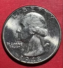 1948D Choice Uncirculated US Washington SILVER Quarter! DENVER Mint! Coin!