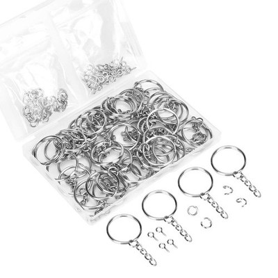 150PCS Key Chain Rings Kit with Chains, Jump Rings & Screw Eye Pins for Crafts