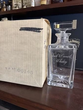 Jack Daniel’s 1984 Decanter With Box Etched Signature Whiskey Rare Crystal 80s