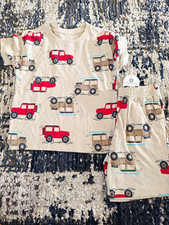 Wonder Nation 5T 2-Piece Pajama Set Short Sleeve Vehicle Graphic Print Beige