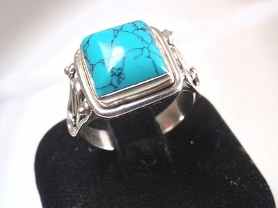Simulierter Türkis Ring 925 Sterling Silber Gr. 7,5 Sie erhalten genau abgebildeten Ring