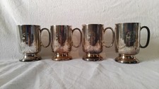 Becher 4Stk, Kr&uuml;ge, Cups, Silber, graviert m. L&ouml;wenkopf, 4er Set, Original Hoka